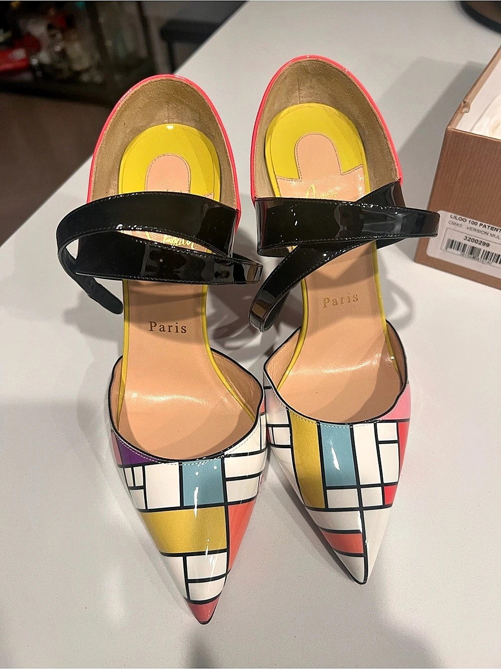 Christian Louboutin Liloo 100 Patent Cube/Patent Heels Multicolor & Black EU